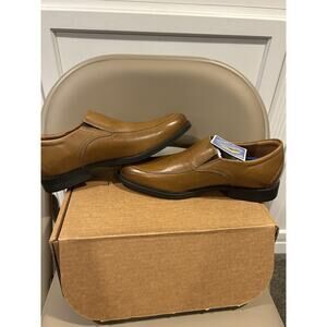 Clarks Mens Whiddon Step Brown Leather Loafers Shoes 7.5 M Slip On Dark Tan